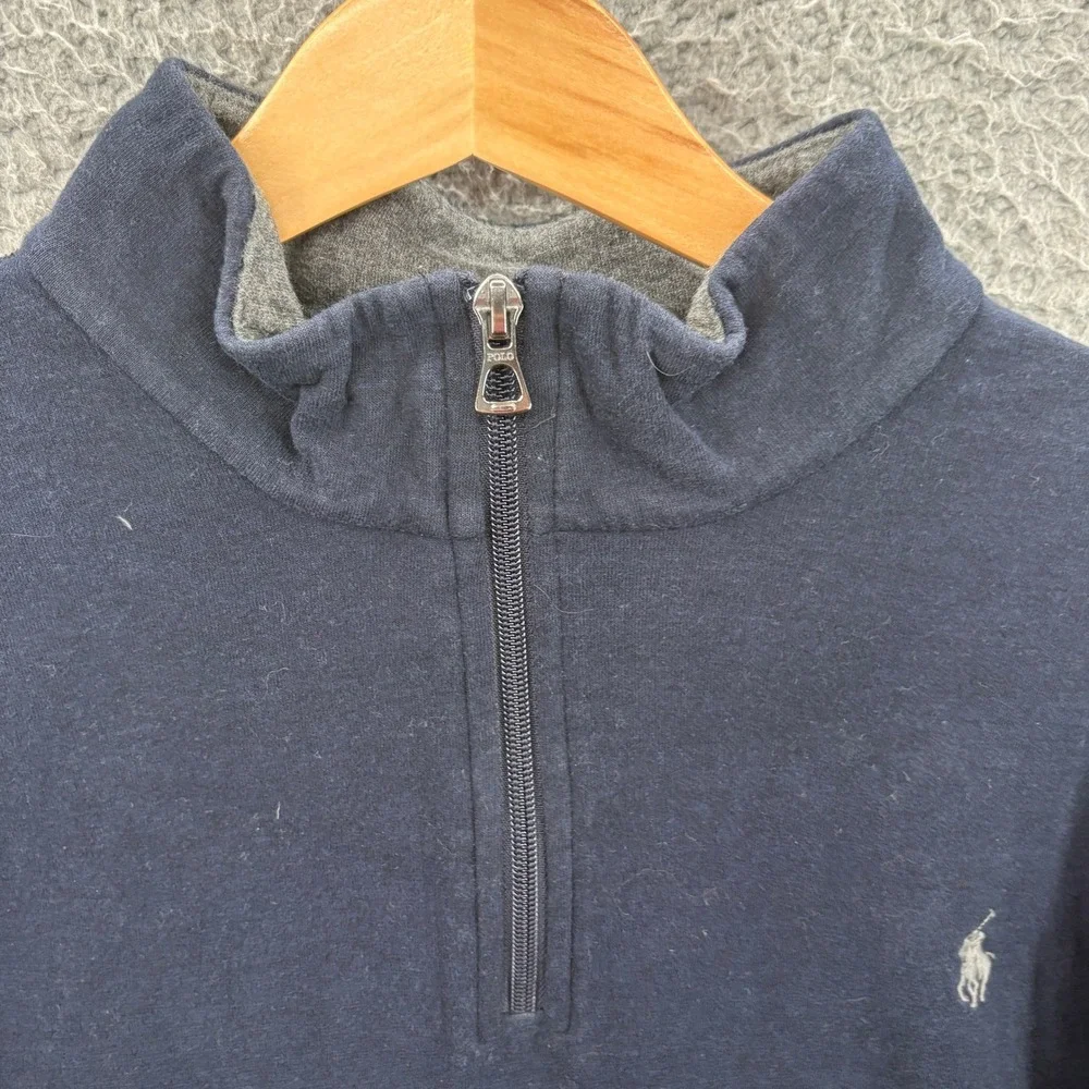 Polo Ralph Lauren Pullover Men XL Navy Blue Performance 1/4 Zip Cotton Blend